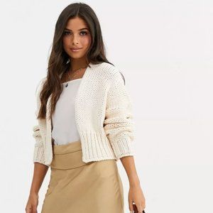 Free People Cream Glow For It Chunky knit Cardigan size Large L=12-14